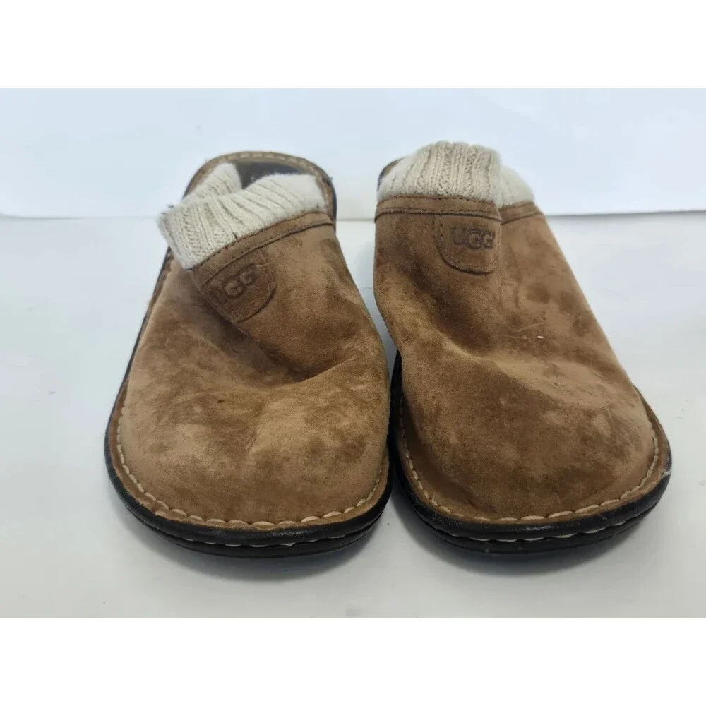 UGG Australia Wedge Womens Gael Chestnut 10 Mules Clog Suede Sheepskin 1934